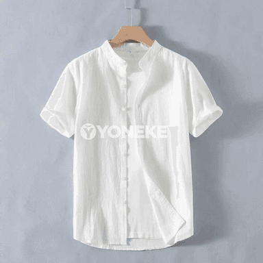 Erkekleriň zygyr-pambyk ýeňil tomus köýnegi, retro stil