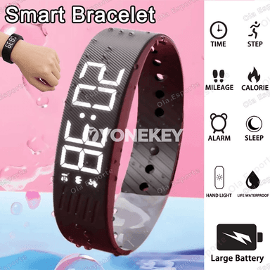 LED sanly oýanma sagady, titremeli budikly sport bileklik HT30