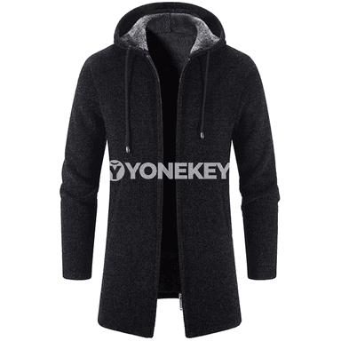 Erkekler üçin ýyly zipli kapşonly oversize sweatshirt-kurtka