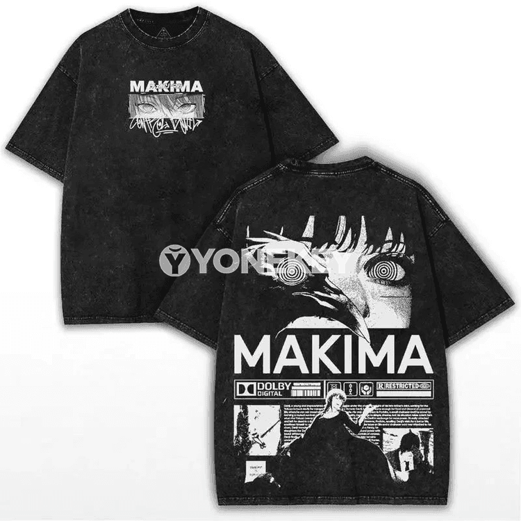Chainsaw Man Makima gysga ýeňli ýaz futbolkasy, uniseks