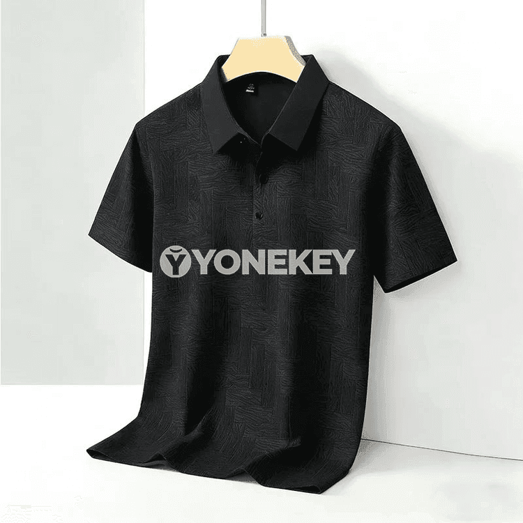 Erkekler üçin ýeňil çal polo köýnek, gysga ýeňli, rahat gündelik stil
