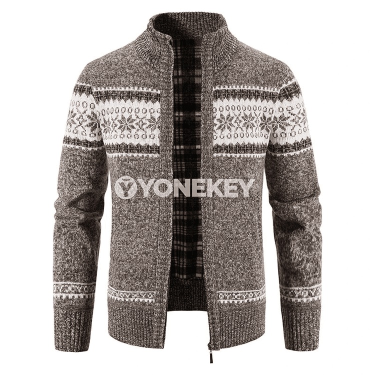 Erkekler üçin ýyly fleece kardigan, işewür-kasual gyş switer penjek