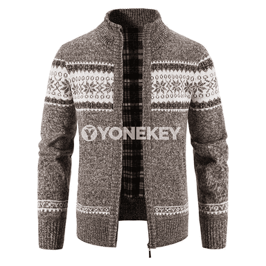 Erkekler üçin ýyly fleece kardigan, işewür-kasual gyş switer penjek