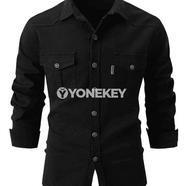 Erkekler üçin pagta denim köýnek, uzyn ýeňli, amatly gündelik stil