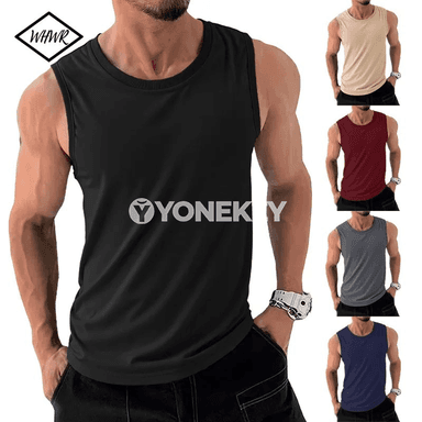 Erkekler üçin ýeňil sport tank-top, dem alýan maýka