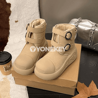 2025 gyş üçin ýokary platformaly ýyly süýet snow boots, aýal-gyzlar üçin