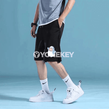 Erkekler üçin gysga ýeňil sport şortik — çaply, giň kesim, M-5XL