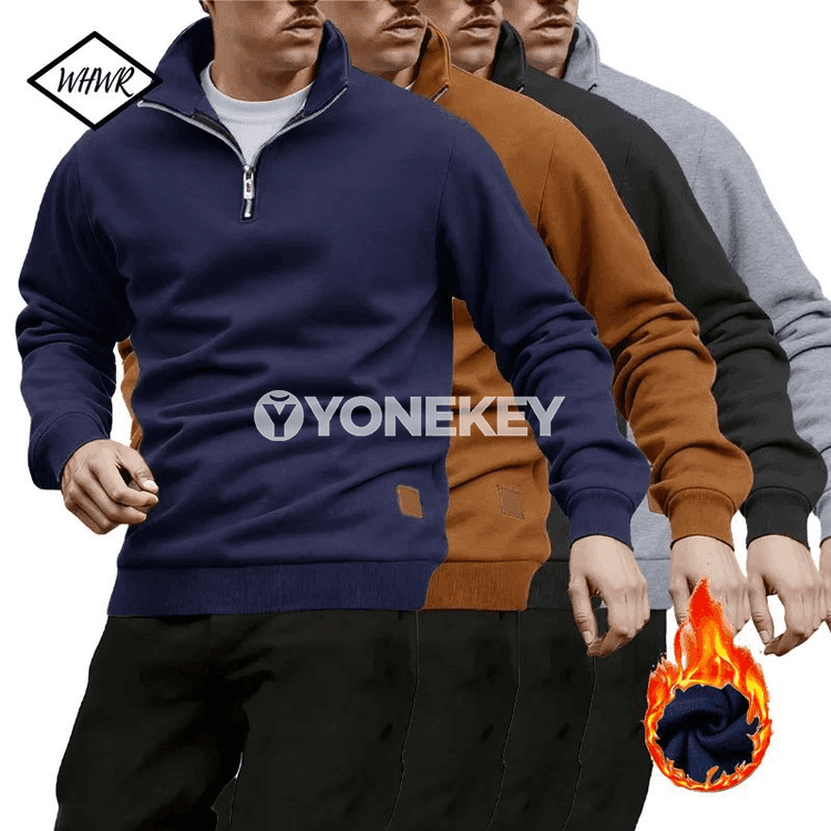 Erkekler üçin ýeňil ýarym boýly zipli gündelik switer