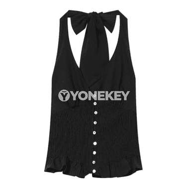 Zenanlar üçin zolakly halter boýun top, ýaz-tomus, slim fit