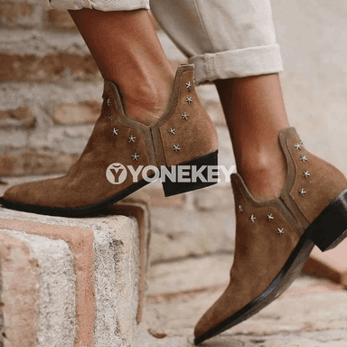 Aýal-gyzlar üçin täze ankle boots, inçe ökjeli, gara we goňur
