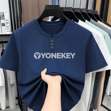 Erkekler üçin gündelik Henley boýunly ýumşak futbolka