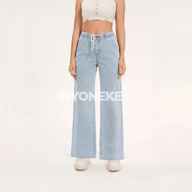 Zenanlar üçin giň balakly ýumşak elastik denim jynsylary