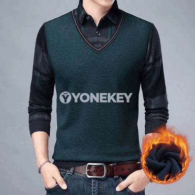 Erkekler üçin gyş- güýz ýyly polo boýun switer, fleýsli