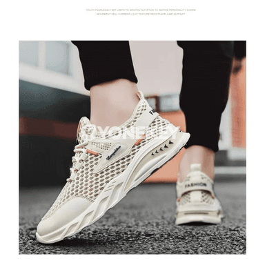 Erkekler üçin mesh köwüşler, ýeňil, dem alýan, ýumşak tabanly sport stil