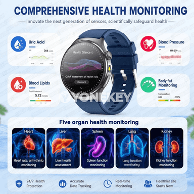 1.73" AMOLED akylly sagat, ECG+PPG, saglyk gözegçiligi