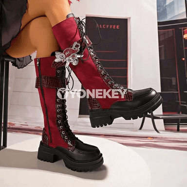 Aýal-gyzlar üçin punk stilindäki ortaky boý kowiý boots