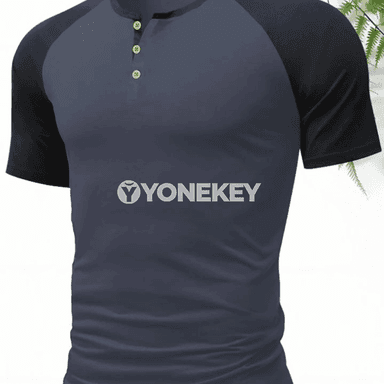 Erkekler üçin Henley futbolka, ýeňil, dem alýan, gündelik stil