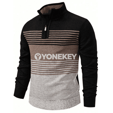 Erkekler üçin 1/4 zipper polo switer, ýeňil güýz-gyş modeli