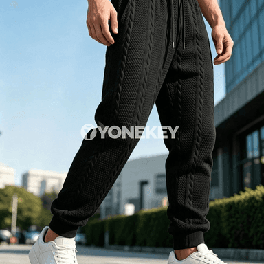 Erkekler üçin örme jogger balaklar, elastik bili, jübili
