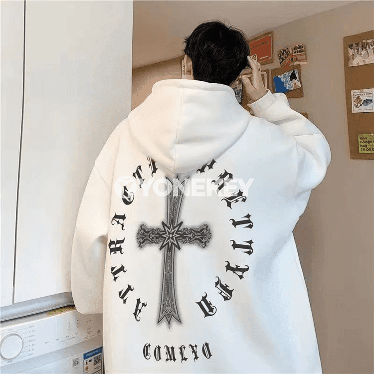 Erkekler üçin giň kesimli kapýuşonly switer, M-8XL