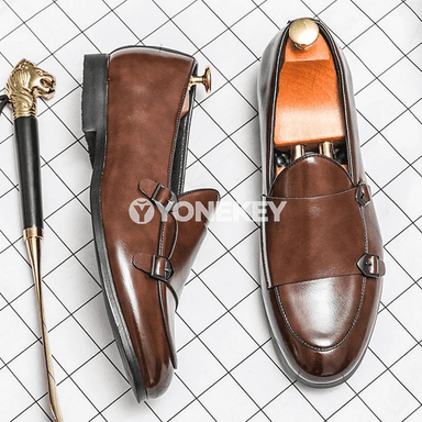 Erkekler üçin amatly deri slip-on loafer köwüşler