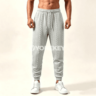 Erkekler üçin örme jogger balaklar, elastik bili, jübili