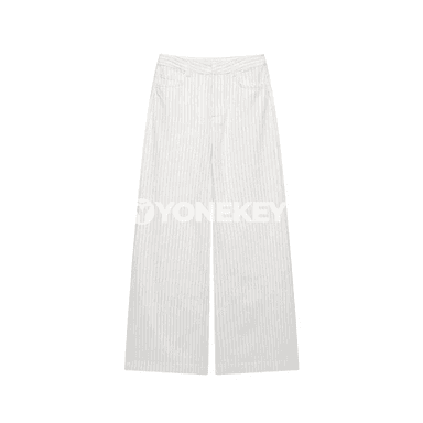 Aýal-gyzlar üçin giň balak jeans, ýokary belli, zolakly, gündelik stil