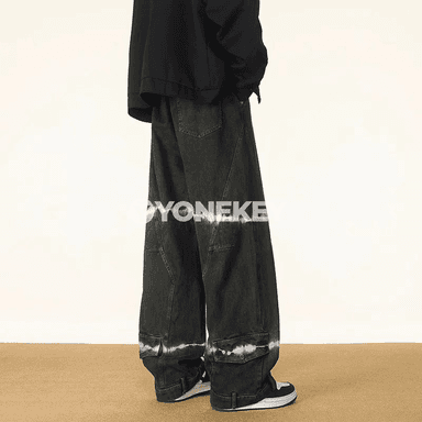 Erkekler üçin American Style pagta jeans, göni giň kesim, rahat balak