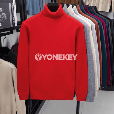 Erkekler üçin ýyly trikotaž liýafkaly boýun switer, slim fit