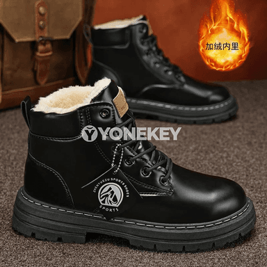 Erkekler üçin gyş ýyly botinkalar, ýokary boýunly, giň ölçegli
