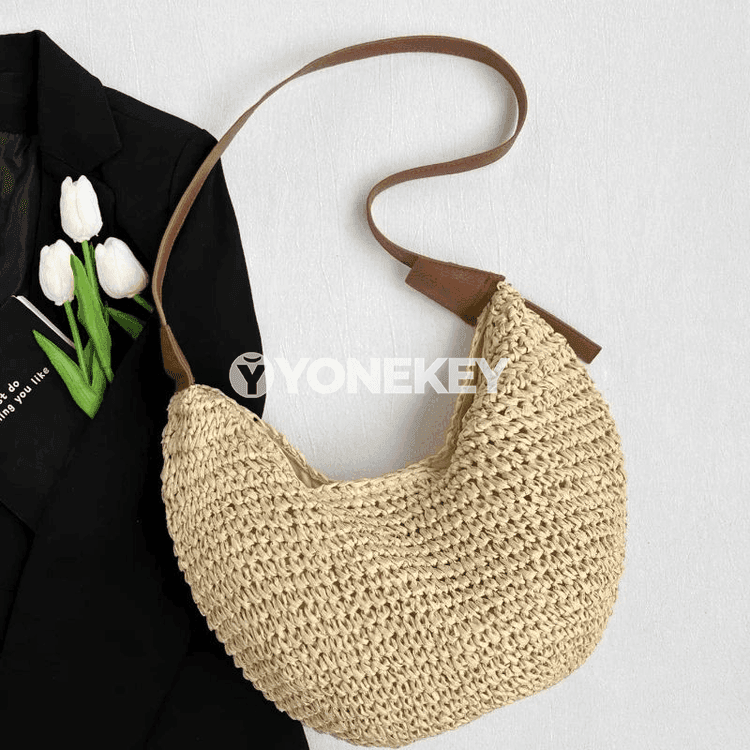 Boho stilindäki elde örülen ýeňil crossbody sumka, dynç alyş üçin sumka.