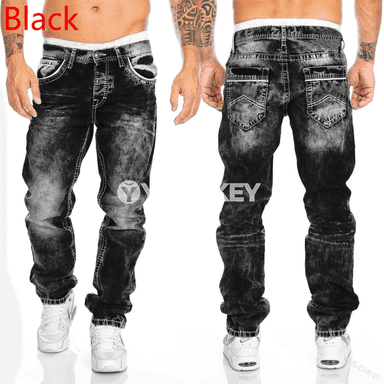 Erkekler üçin göni kesimli jeans, streçli, gündelik we iş üçin