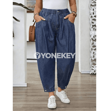 Zenanlar üçin uly ölçegli giň balaçyk jinsy balaklar, gündelik stil