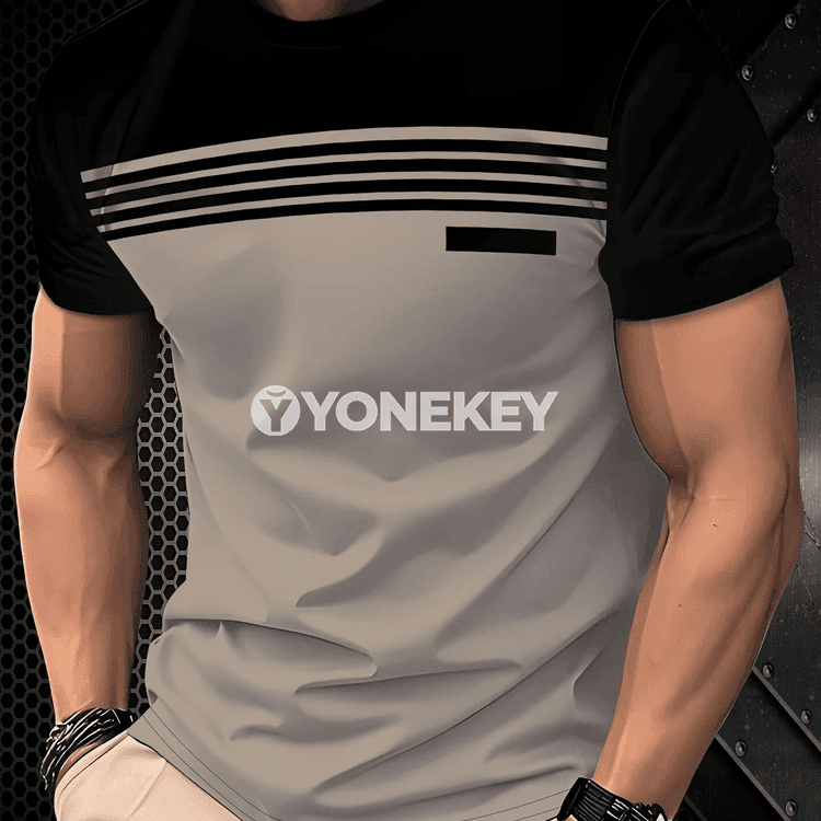 2025 erkekler üçin tomusky rahat, ýumşak we dem alýan 3D zolakly futbolka