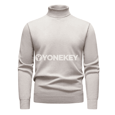 Erkekler üçin ýyly trikotaž golfikli switer, slim fit