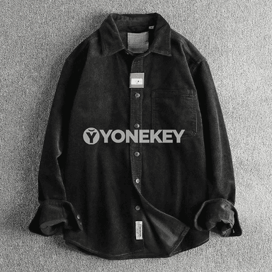 Erkekler üçin korduroý uzyn ýeňli gündelik köýnek-jaket
