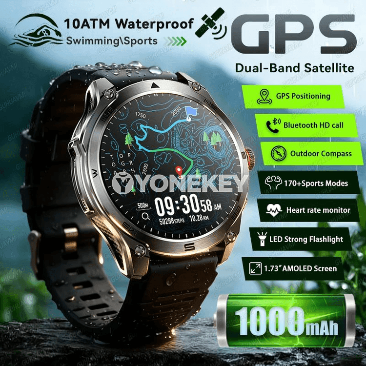 GUHUAVMI 1.75" AMOLED GPSli sport akylly sagat, 1000mAh