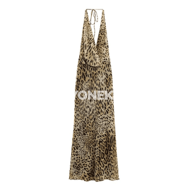 Zenanlar üçin halter leopard köýnek, tomusky uzyn ýeňsiz