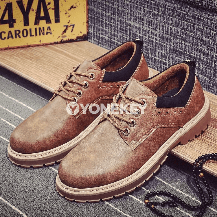 Erkekler üçin retro deri ankle köwüşler, gündelik we ýeňil iş köwüşi