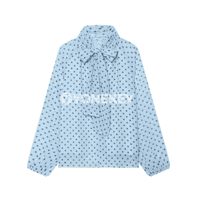 Zenanlar üçin polka nokatly elegan bluzka, ýazky ýeňli stil