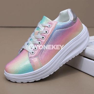 Zenanlar üçin patchwork loafers, tekiz platformaly amatly köwüşler
