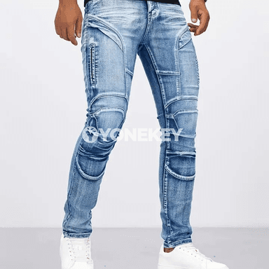 Erkekler üçin slim fit motosikl jeans jalbar