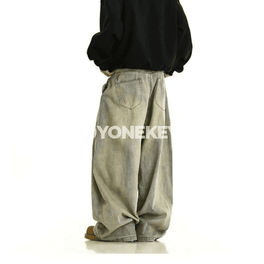 Wintage giň erkek jinsiler, rahat düşýän baggy denim balaklar