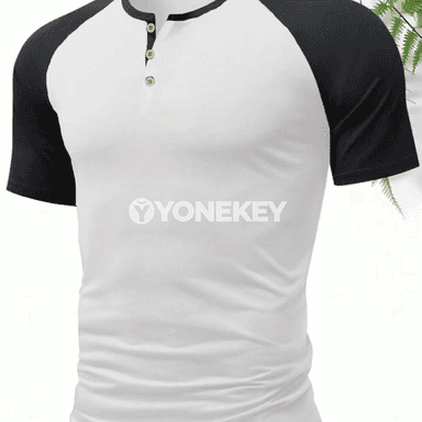 Erkekler üçin Henley futbolka, ýeňil, dem alýan, gündelik stil
