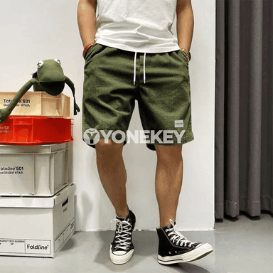 Erkekler üçin tomusky şortik, giň we rahat, elastik belli sport görnüşi