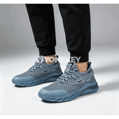 Erkekler üçin mesh köwüşler, ýeňil, dem alýan, ýumşak tabanly sport stil