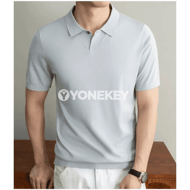 Erkekler üçin ýeňil, dem alýan polo futbolka, ýüpek dokaly gündelik stil