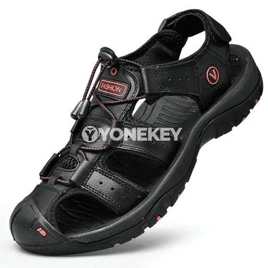 Erkekler üçin tomus sandal: hakyky deri, gündelik we amatly