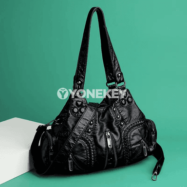 Zenanlar üçin vintage çukurly ýeňli egninden asylýan giň sumka