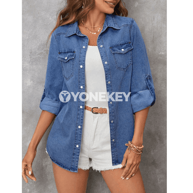 Erkekler üçin ýeňil denim penjek, gündelik stil, rahat laýyklyk